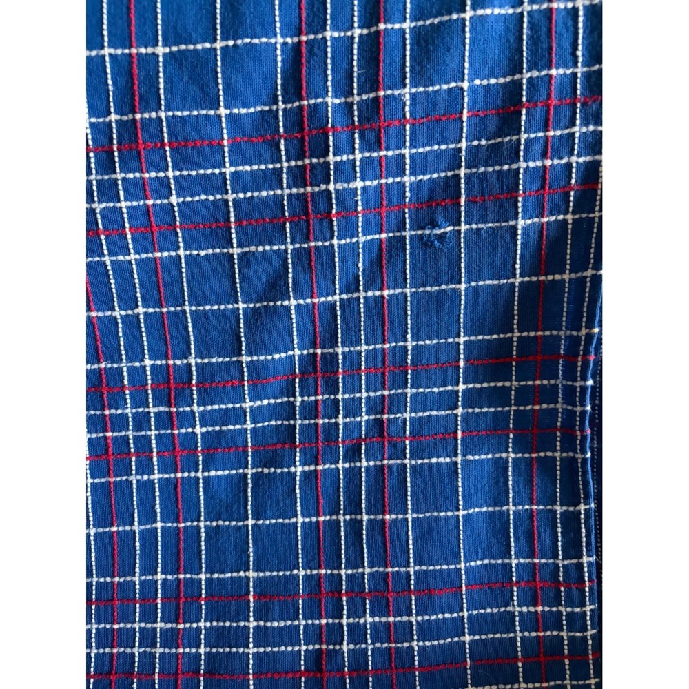 Vintage Beacon Mfg Co Blue Plaid Tablecloth 106x60 100% Cotton Made in USA Large - Picture 3 of 8
